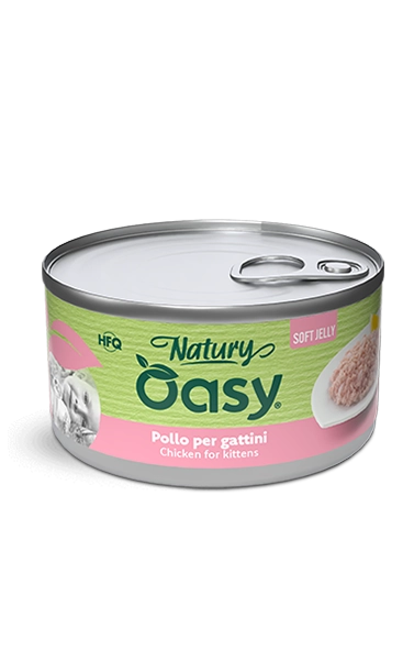 Oasy cat jelly pollo per gattini lattina 85 gr