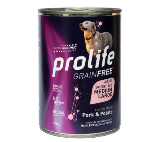 Prolife cani adulti medium large maiale e patate lattina 400 gr