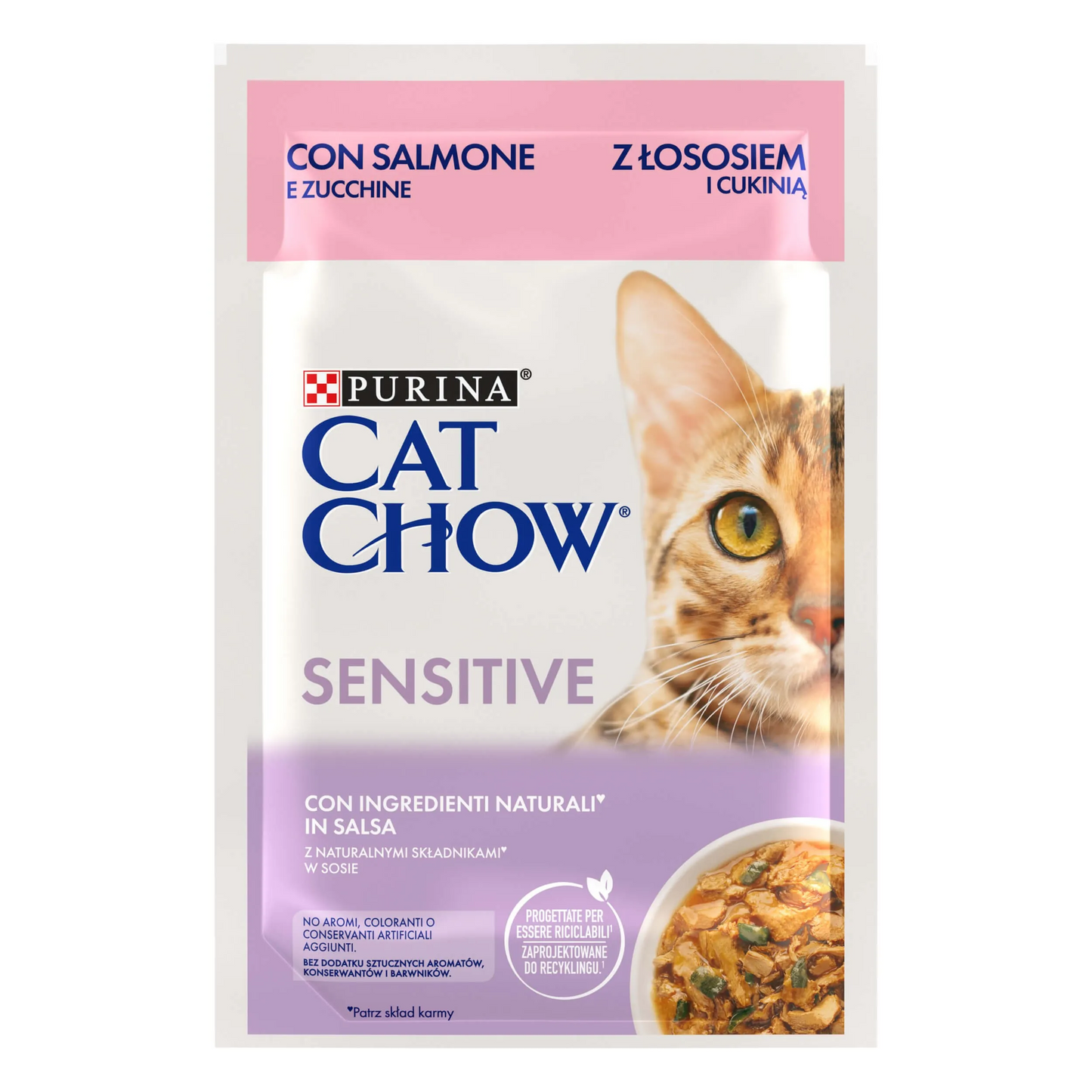 Cat chow sensitive salmone e zucchina bustina 85 gr