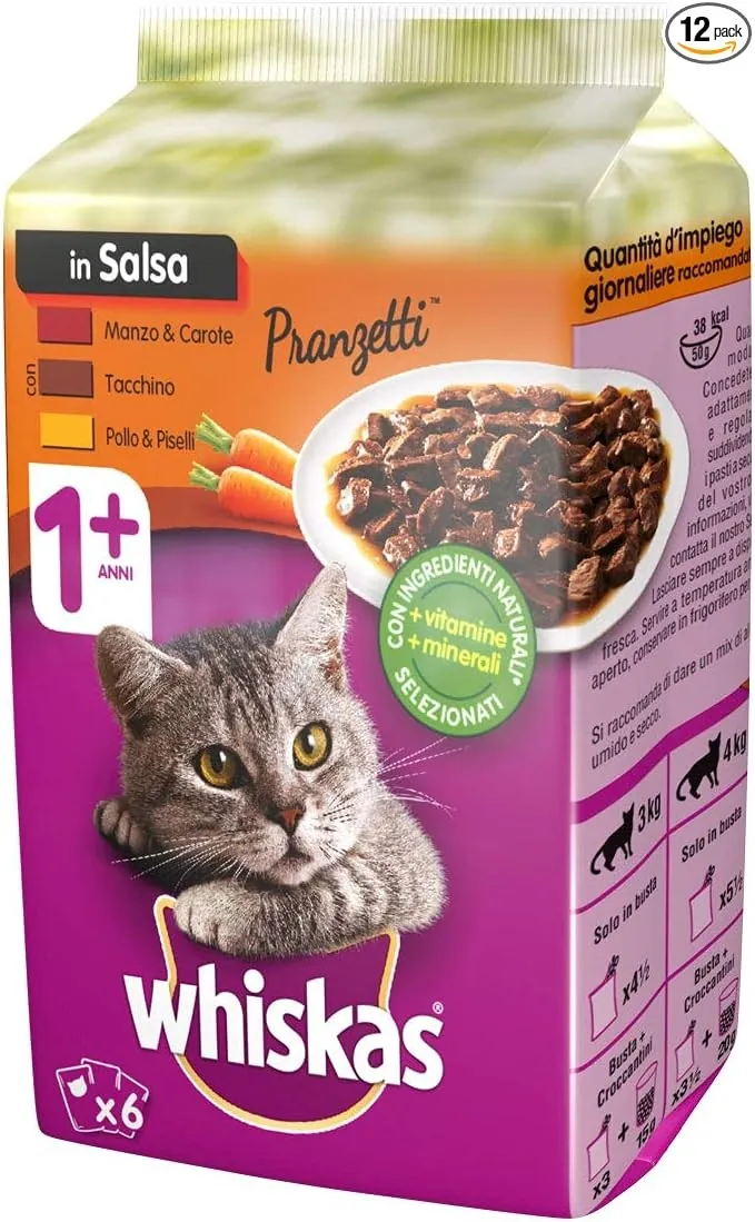 Whiskas pranzetti sapori di casa carne 6 x 50 gr