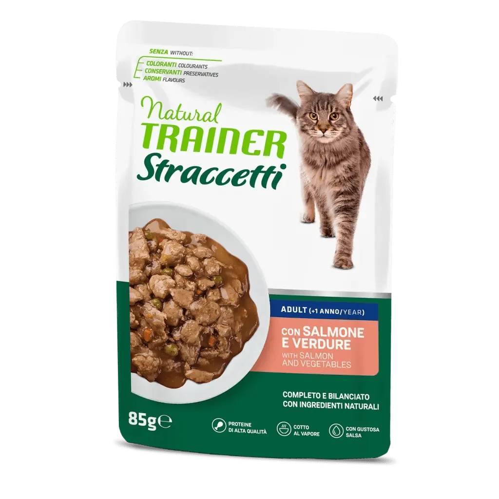 Natural trainer cat straccetti adult salmone bustina 85 gr