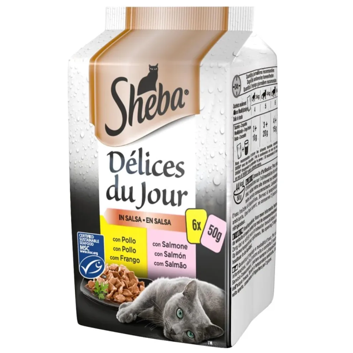 Sheba ddj pollo e salmone salsa 6x50gr