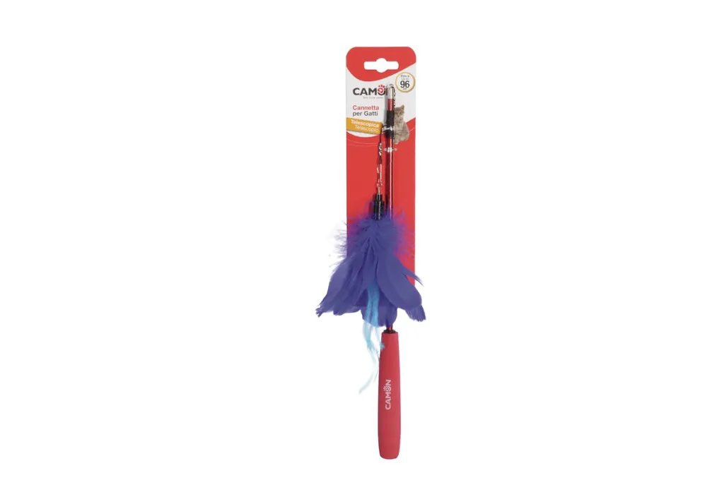 Gioco gatto cannetta telescopica con piuma 96 cm