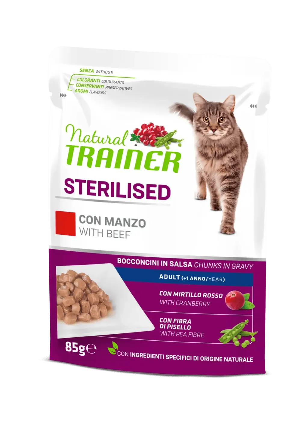 Trainer natural cat sterilized manzo bustina 85 gr