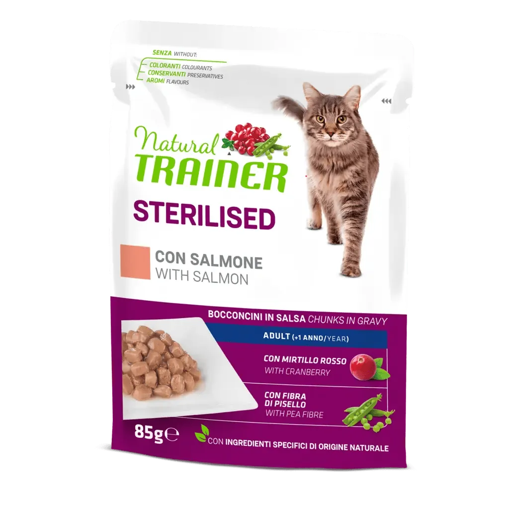 Trainer natural cat sterilized salmone bustina 85 gr