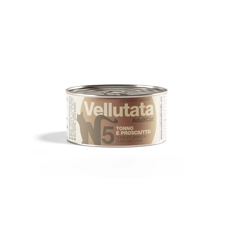 Natural code gatto vellutata tonno e prosciutto lattina 85 gr