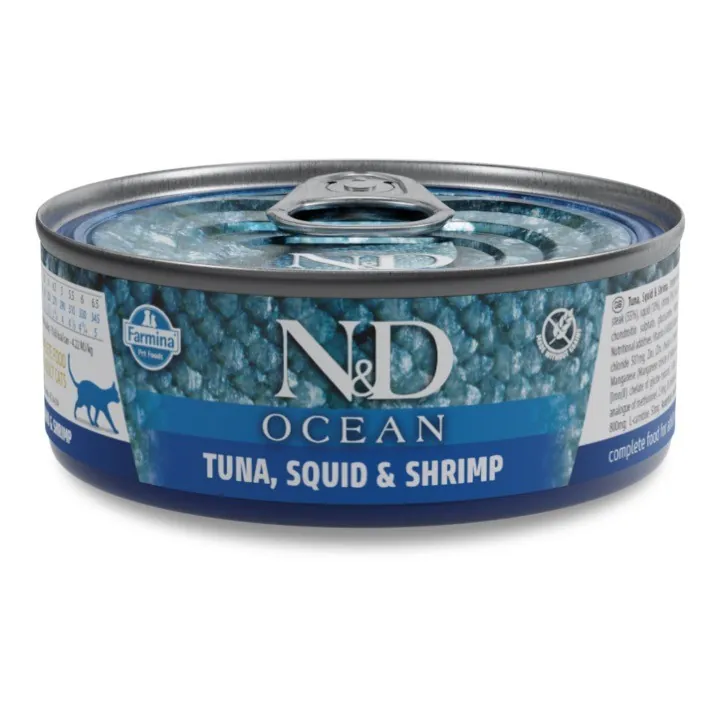 Nd cat ocean tonno calamari e gamberetti 70 gr