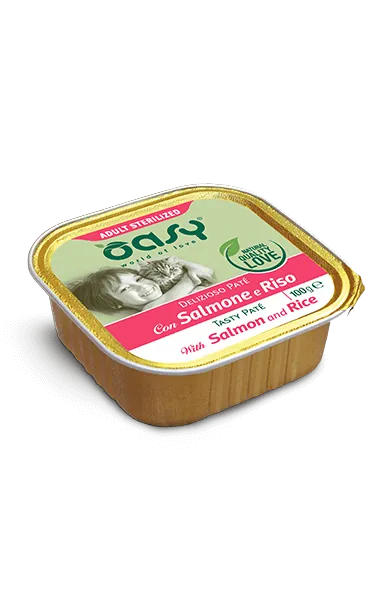 Oasy cat pate' sterilized salmone vaschetta 100 gr