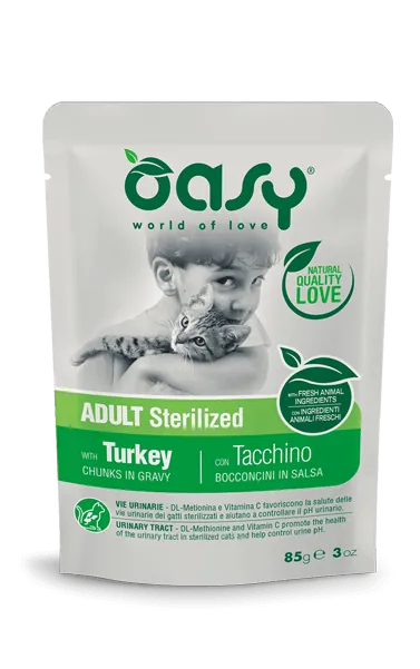 Oasy cat bocconcini sterilized tacchino bustina 85 gr