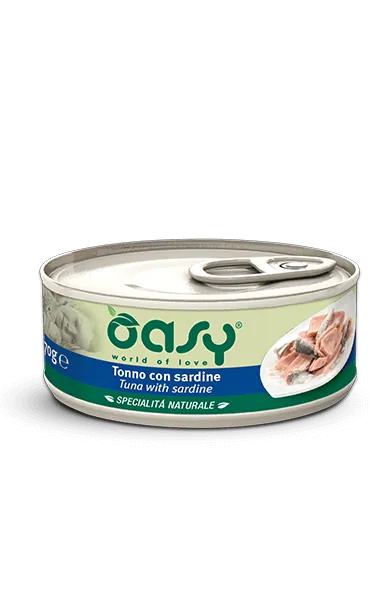 Oasy cat tonno e sardine lattina 150 gr