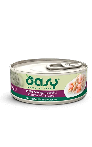 Oasy cat pollo e gambetti latttina 150 gr