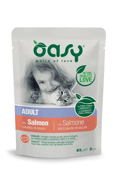 Oasy cat bocconcini salmone bustina 85 gr