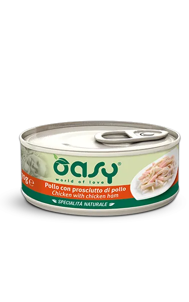 Oasy cat pollo e prosciutto lattina 150 gr