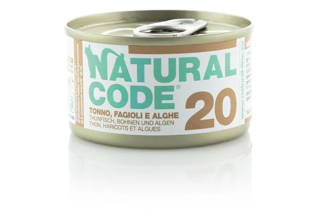 Natural code gatto tonno fagioli alghe e riso lattina 85 gr