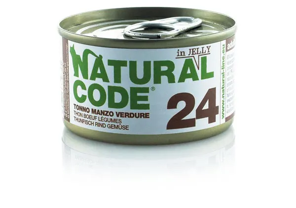 Natural code gatto tonno manzo e verdure jelly lattina 85 gr