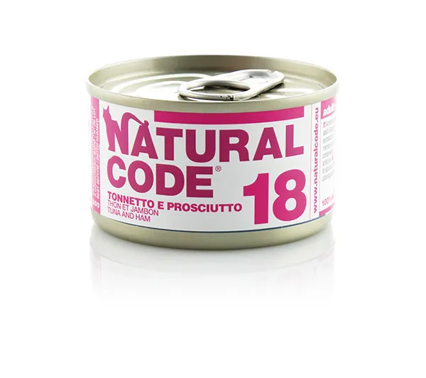 Natural code gatto tonnetto e prosciutto lattina 85 gr