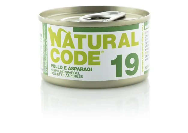 Natural code gatto pollo asparagi e riso lattina 85 gr