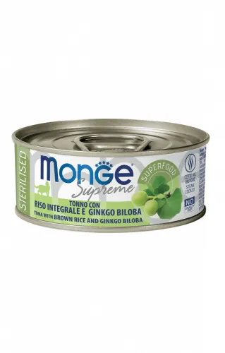 Monge supreme sterilized tonno riso e ginkgo lattina 80 gr