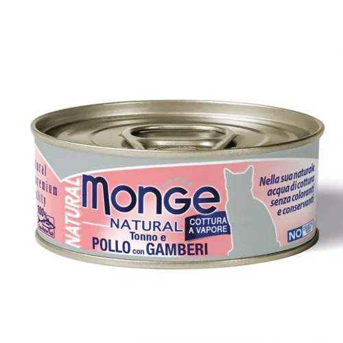 Monge cat natural pollo e gamberetti lattina 80 gr