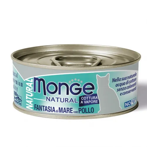 Monge cat natural fantasia di mare e pollo lattina 80 gr