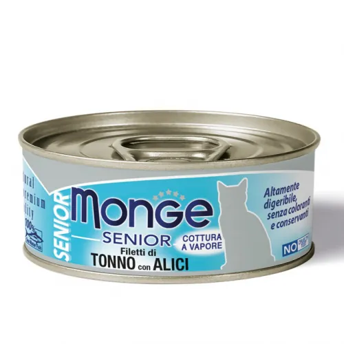 Monge cat jelly senior tonno e acciughe lattina 80 gr