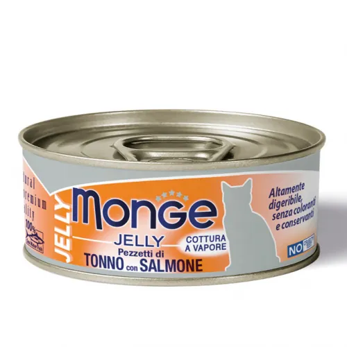 Monge cat jelly pezzetti di tonno e salmone lattina 80 gr
