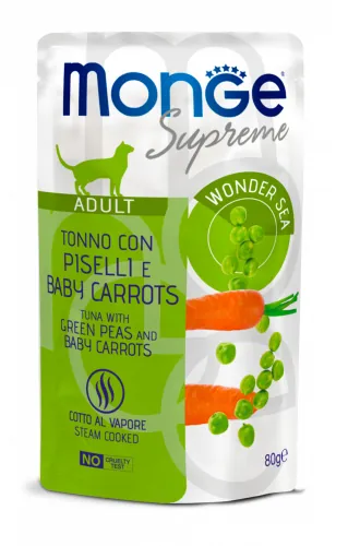 Monge supreme adult tonno piselli e carote bustina 80 gr