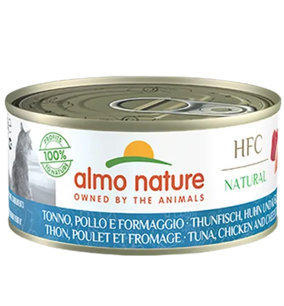 Hfc cat natural tonno pollo e formaggio lattina 150 gr