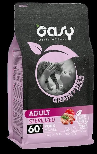 Oasy cat grain free sterilized maiale 1,5 kg