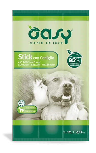Oasy snack dog stick coniglio 3 x 12 gr