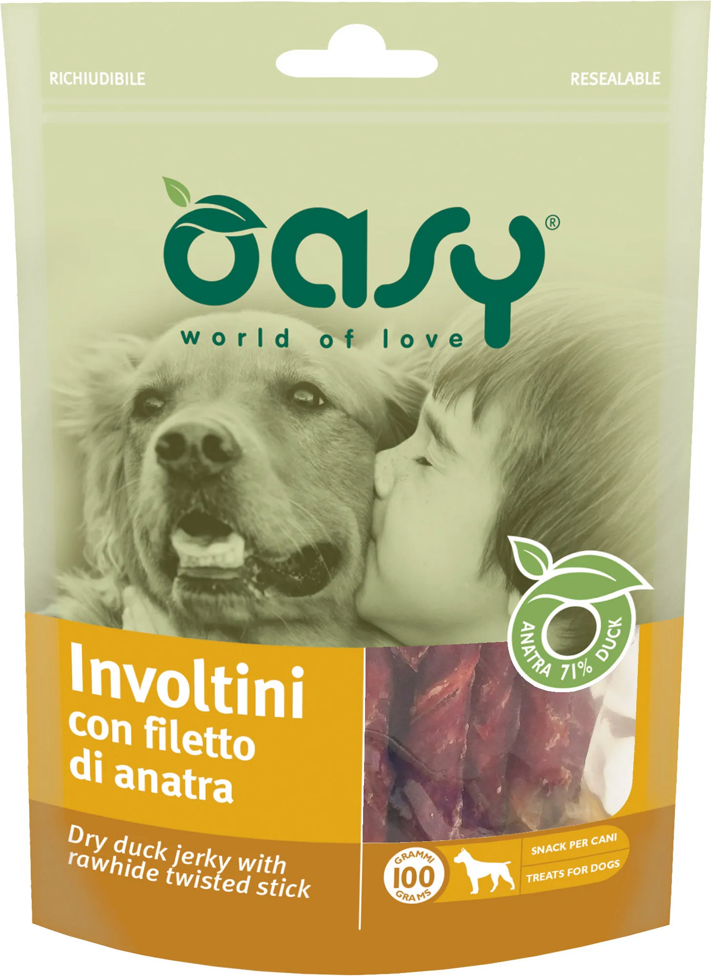 Oasy snack dog involtini anatra 100 gr