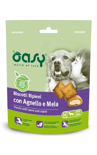 Oasy snack biscotti agnello e mela 80 gr
