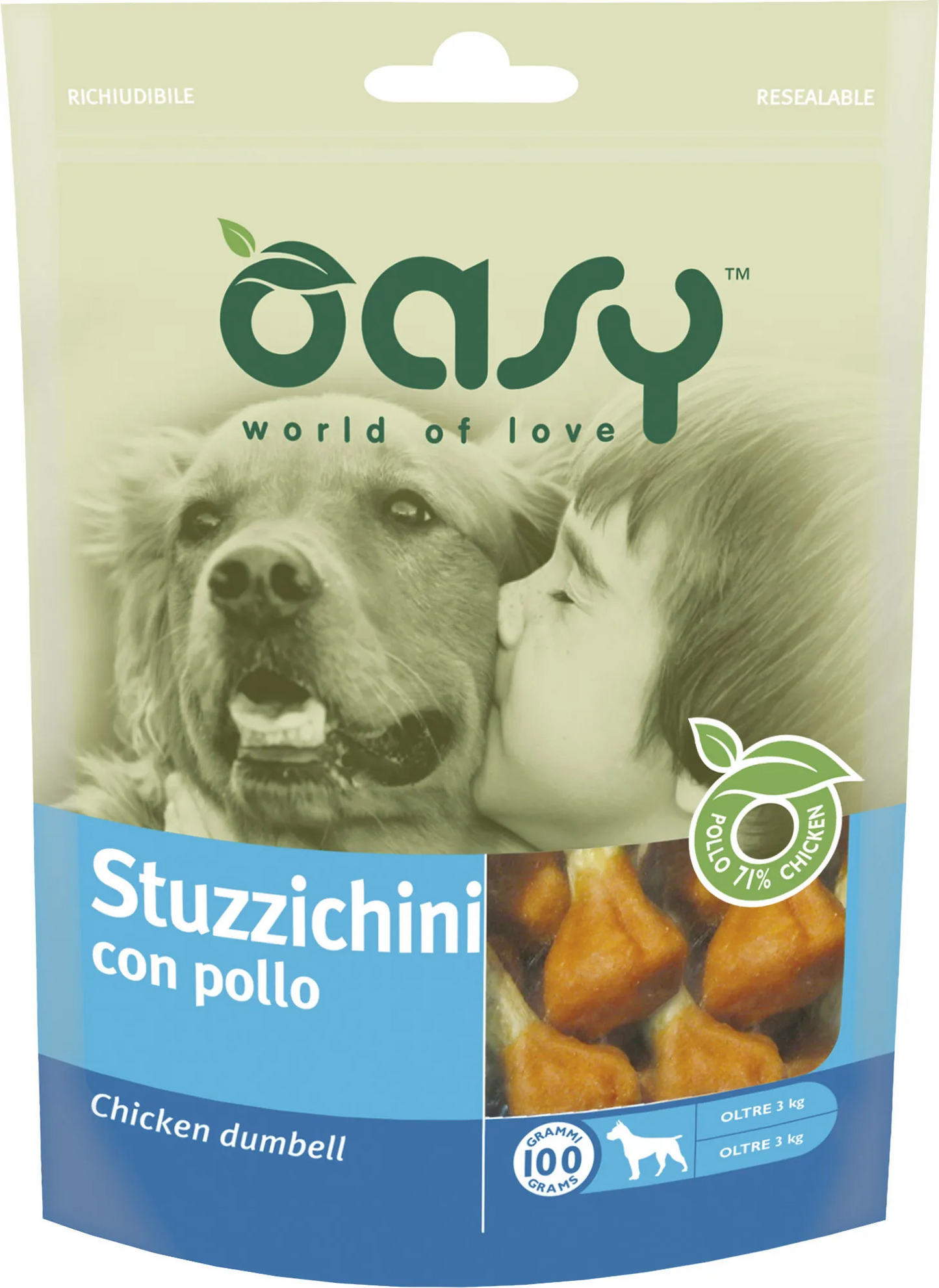 Oasy snack dog stuzzichini pollo 100 gr