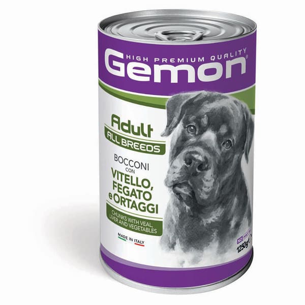 Gemon Bocconi Vitello Fegato E Ortaggi Cani Adult Medium Lattina 1250 Gr 12x