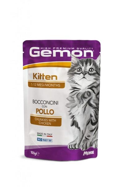 Gemon Gatto Kitten Con Bocconcini Di Pollo Busta 100 Gr 24x