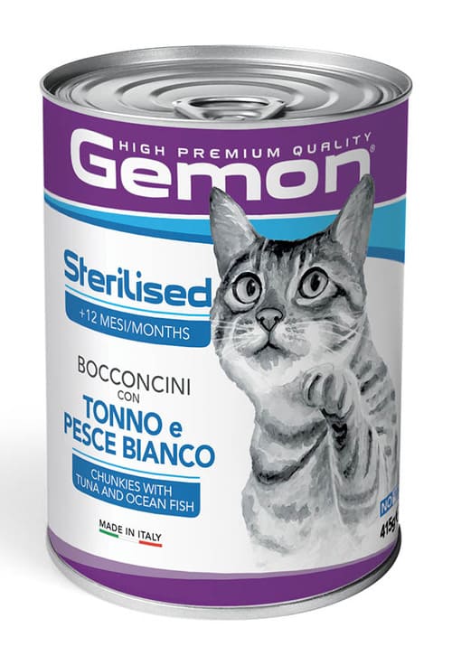 Gemon Gatto Sterilized Bocconcini Tonno Pesce Bianco Lattina 415 Gr 24x