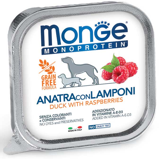 Monge Cane Fruit Anatra E Lamponi 150 Gr 24x