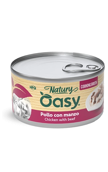 Oasy Gatto Brodo Di Cottura Pollo Con Manzo Lattina 85 Gr 24x