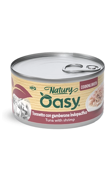 Oasy Gatto Brodo Di Cottura Tonnetto Con Gamberone Lattina 85 Gr 24x