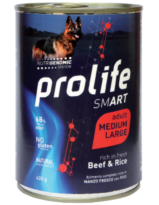 Prolife Cane Adult Medium Large Manzo E Riso Lattina 400 Gr 6x