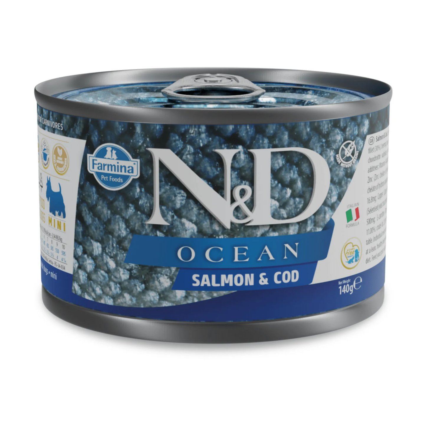 Nd dog ocean salmone e merluzzo 140 gr