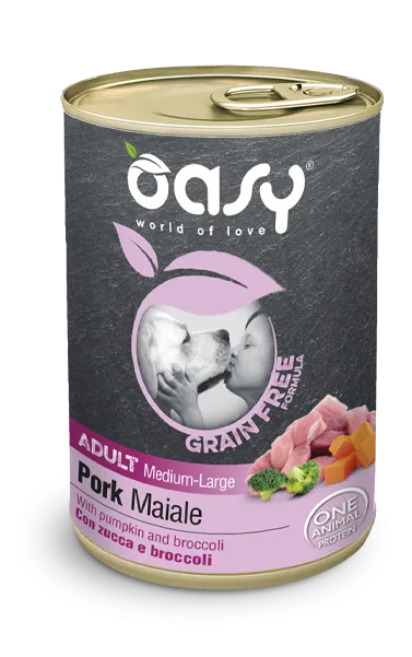 Oasy dog grain free adult medium large maiale lattina 400 gr