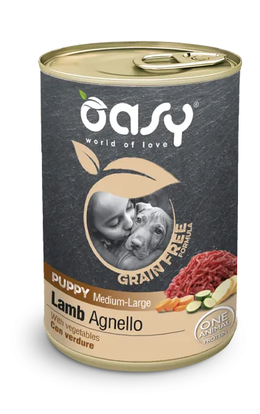 Oasy dog grain free puppy medium large agnello lattina 400 gr