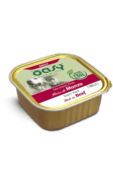 Oasy dog delizioso pate' manzo vaschetta 150 gr