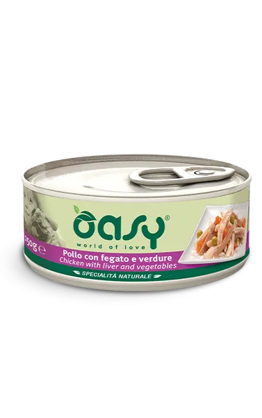 Oasy dog pollo fegato e verdure lattina 150 gr
