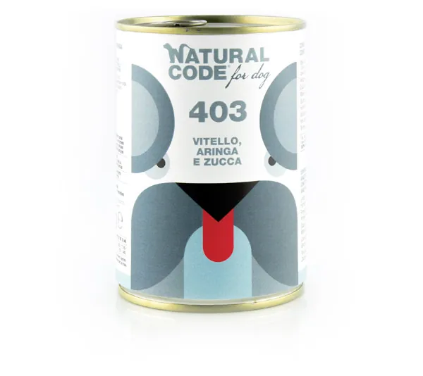 Natural code cane vitello aringa e zucca lattina 400 gr