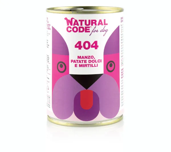 Natural code cane manzo patate e mirtilli lattina 400 gr