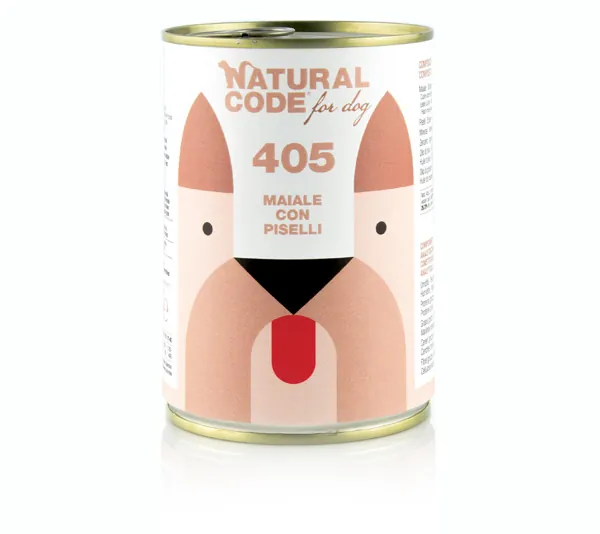 Natural code cane maiale e piselli lattina 400 gr