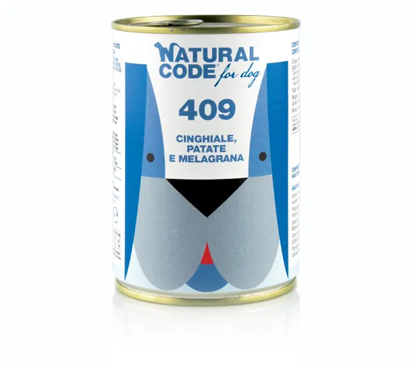 Natural code cane cinghiale patate e melograno lattina 400 gr