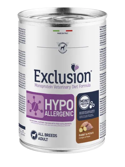 Exclusion dog hypo coniglio e patate lattina 400 gr